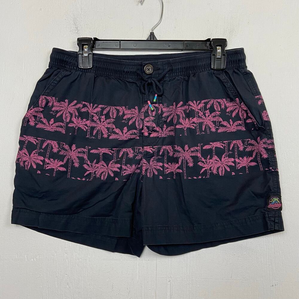 Chubbies Women's Palm Tree Black Pink Pocket Chino Shorts Size Medium